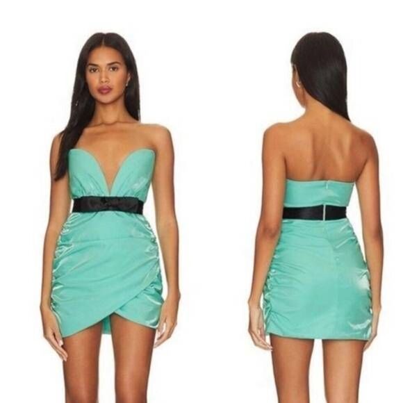 Superdown Aritzia Lexi Sweetheart Mini Dress in Teal NWT - Picture 1 of 5